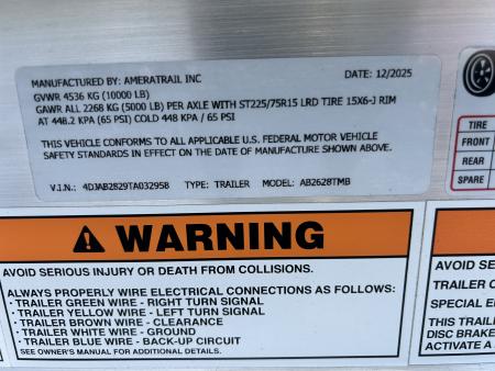 New 2026 Amera Trail AB2628TMB Boat Trailer