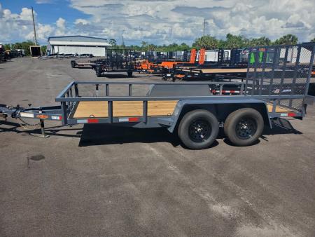 New 2026 Down 2 Earth Trailers 7X14 TANDEM AXLE 7000 LB GVWR TUBE TOP Utility Trailer WITH REAR RAMP/GATE