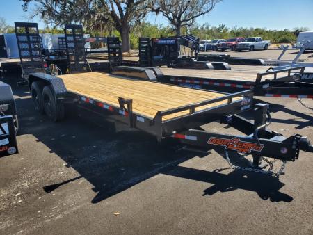 New 2026 Down 2 Earth Trailers 7X20 TANDEM AXLE 17600 GVWR Equipment Trailer WITH 17.5  WHEELS/16 PLY TIRES AND STAND UP EQUIPMENT RAMPS