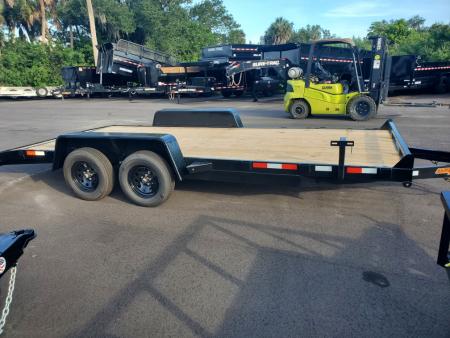 New 2026 Down 2 Earth Trailers 7X18 TANDEM AXLE 7000 LB GVWR Car / Racing Trailer WITH SLIDE IN RAMPS