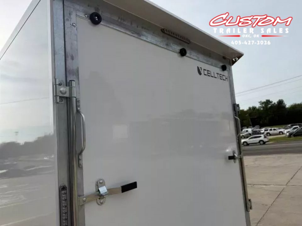 New #002608 2026 CELL TECH TA3 7 X 16 TANDEM AXLE ALL STEEL ENCLOSED W/ REAR RAMP DOOR