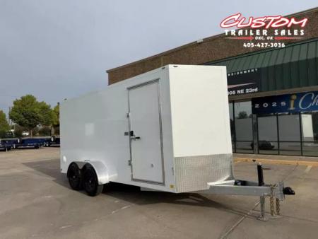 New #002608 2026 CELL TECH TA3 7 X 16 TANDEM AXLE ALL STEEL ENCLOSED W/ REAR RAMP DOOR