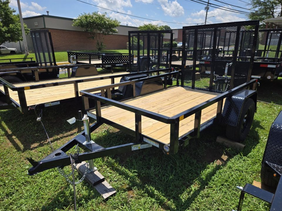 New 5 x 8 Sure-Trac Tube Top Utility, 3K GVWR ***Spring Assist Gate, Set-Back Jack, Spare Tire Mount, LED Lights