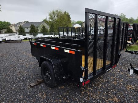 New 5 x 8 Sure-Trac 24" High Steel Side Utility Trailer, 3k GVWR ***Spring Assist Gate, Spare Tire Mount, Set Back Jack, LED Lights