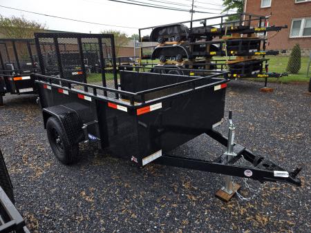 New 5 x 8 Sure-Trac 24" High Steel Side Utility Trailer, 3k GVWR ***Spring Assist Gate, Spare Tire Mount, Set Back Jack, LED Lights
