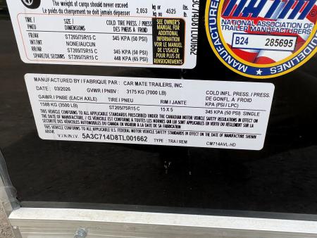 New 2026 Car Mate Trailers 7x14 7' Interior Avalanche Cargo / Enclosed Trailer with Rear Ramp Door