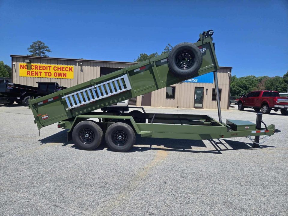 New 2026 PROSPECTOR 14K 7X16 TELESCOPING DUMP TRAILER 2' WALLS WITH SPREADER GATE