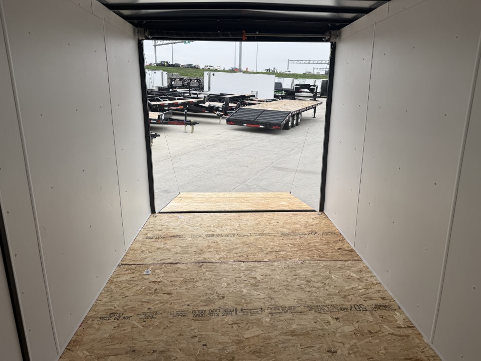 New NEW 2026 AERO 7x12 +2 V ALUMINUM Wheels, WHITE Interior, BLACKOUT Edition, QUALITY Enclosed Rear Ramp Cargo Trailer