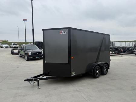 New NEW 2026 AERO 7x12 +2 V ALUMINUM Wheels, WHITE Interior, BLACKOUT Edition, QUALITY Enclosed Rear Ramp Cargo Trailer