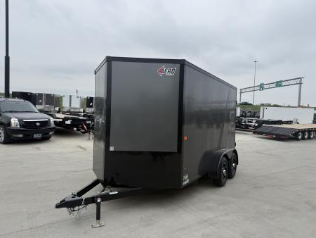 New NEW 2026 AERO 7x12 +2 V ALUMINUM Wheels, WHITE Interior, BLACKOUT Edition, QUALITY Enclosed Rear Ramp Cargo Trailer