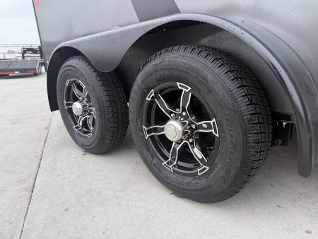 New NEW 2026 AERO 7x12 +2 V ALUMINUM Wheels, WHITE Interior, BLACKOUT Edition, QUALITY Enclosed Rear Ramp Cargo Trailer