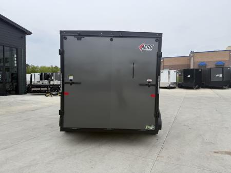 New NEW 2026 AERO 7x12 +2 V ALUMINUM Wheels, WHITE Interior, BLACKOUT Edition, QUALITY Enclosed Rear Ramp Cargo Trailer
