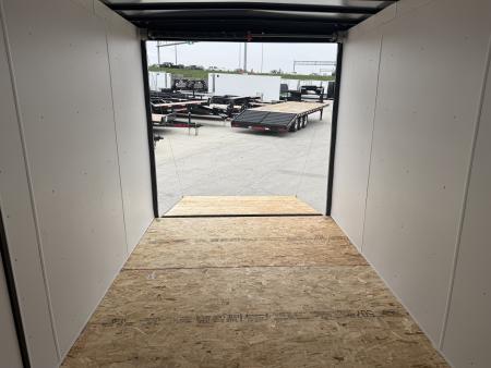 New NEW 2026 AERO 7x12 +2 V ALUMINUM Wheels, WHITE Interior, BLACKOUT Edition, QUALITY Enclosed Rear Ramp Cargo Trailer
