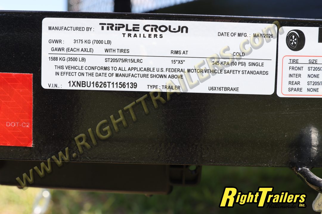 New 2026 6X16 Triple Crown Utility Trailer