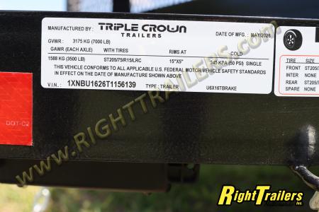 New 2026 6X16 Triple Crown Utility Trailer