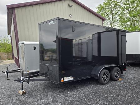 New 7 x 14 Look ST DLX V-Nose Cargo Trailer, 7k GVWR ***Black .080 Composite w/Black Out Pkg, Ramp Door, Alum Wheels, 16  OC Walls, D-Rings, Rear Flare w/ Lights