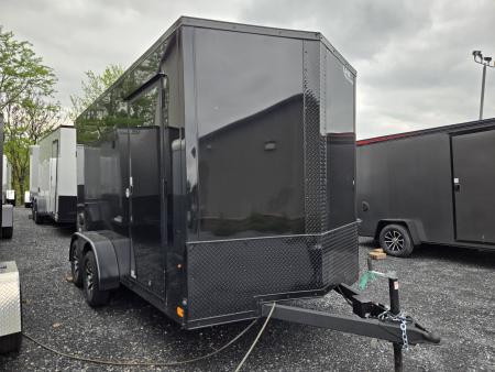 New 7 x 14 Look ST DLX V-Nose Cargo Trailer, 7k GVWR ***Black Composite w/Black Out Pkg, Ramp Door, Alum Wheels, 16" OC Walls, D-Rings, Rear Flare w/ Lights