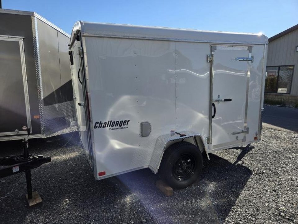 New 6 x 10 Homesteader Challenger Cargo Trailer, 3k GVWR ***White w/ Ramp Door Pkg, Tie Downs