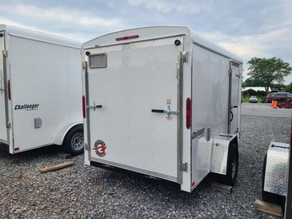 New 6 x 10 Homesteader Challenger Cargo Trailer, 3k GVWR ***White w/ Ramp Door Pkg, Tie Downs