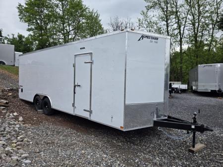 New 8.5 X 24 Homesteader Intrepid HD V-Nose Enclosed Car Trailer, 10k GVWR ****White w/.080 PolyCor Side Panels, LED Loading Lights
