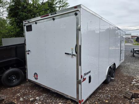 New 8.5 X 24 Homesteader Intrepid HD V-Nose Enclosed Car Trailer, 10k GVWR ****White w/.080 PolyCor Side Panels, LED Loading Lights
