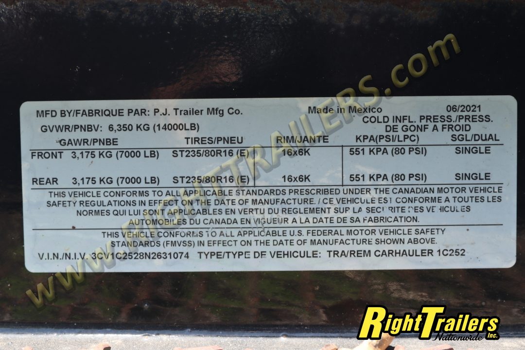 Used 2022 7x20 PJ Equipment Trailer