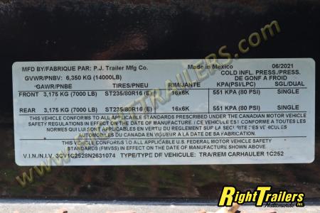 Used 2022 7x20 PJ Equipment Trailer