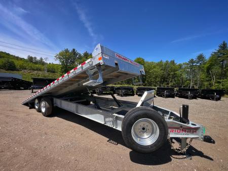 New 2026 Triumph galvanized 102x24 full power tilt deckover/12'' I-Beam/ Hydro Jack/ spare tire- 16k GVW