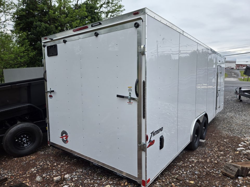 New 8.5 X 24 Homesteader Intrepid HD V-Nose Enclosed Cargo Trailer, 10k GVWR ****White w/.080 PolyCor Side Panels, LED Loading Lights
