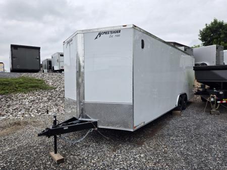 New 8.5 X 24 Homesteader Intrepid HD V-Nose Enclosed Cargo Trailer, 10k GVWR ****White w/.080 PolyCor Side Panels, LED Loading Lights