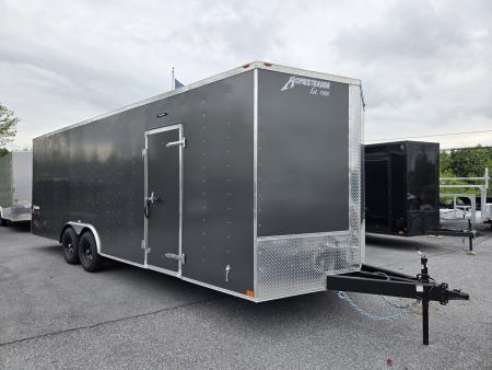 New 8.5 X 24 Homesteader Intrepid HD V-Nose Enclosed Car Trailer, 10k GVWR ****Gray w/.080 PolyCor Side Panels, LED Loading Lights