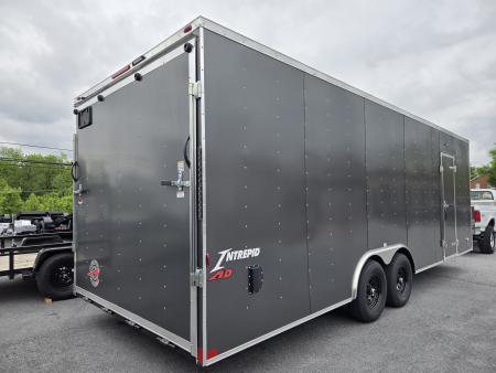 New 8.5 X 24 Homesteader Intrepid HD V-Nose Enclosed Car Trailer, 10k GVWR ****Gray w/.080 PolyCor Side Panels, LED Loading Lights