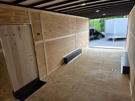 New 8.5 X 24 Homesteader Intrepid HD V-Nose Enclosed Car Trailer, 10k GVWR ****Gray w/.080 PolyCor Side Panels, LED Loading Lights