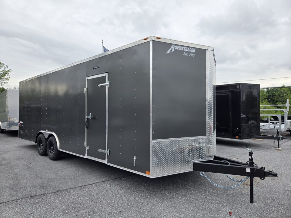 New 8.5 X 24 Homesteader Intrepid HD V-Nose Enclosed Cargo Trailer, 10k GVWR ****Gray w/.080 PolyCor Side Panels, LED Loading Lights