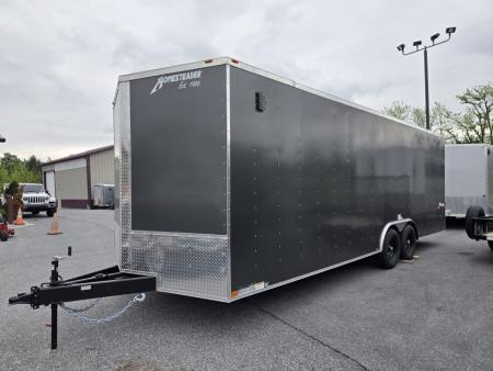 New 8.5 X 24 Homesteader Intrepid HD V-Nose Enclosed Cargo Trailer, 10k GVWR ****Gray w/.080 PolyCor Side Panels, LED Loading Lights