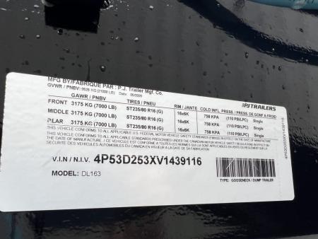 New 2027 PJ Trailers 16' DL Triple Axle Gooseneck Dump Trailer