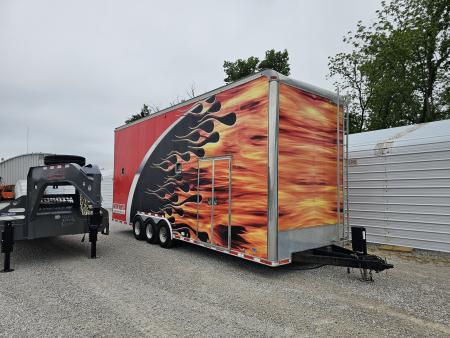 Used 2009 United Expressline 8.5 x 28 21K Enclosed 2-Car Stacker Car / Racing Trailer