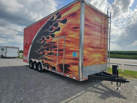 Used 2009 United Expressline 8.5 x 28 21K Enclosed 2-Car Stacker Car / Racing Trailer