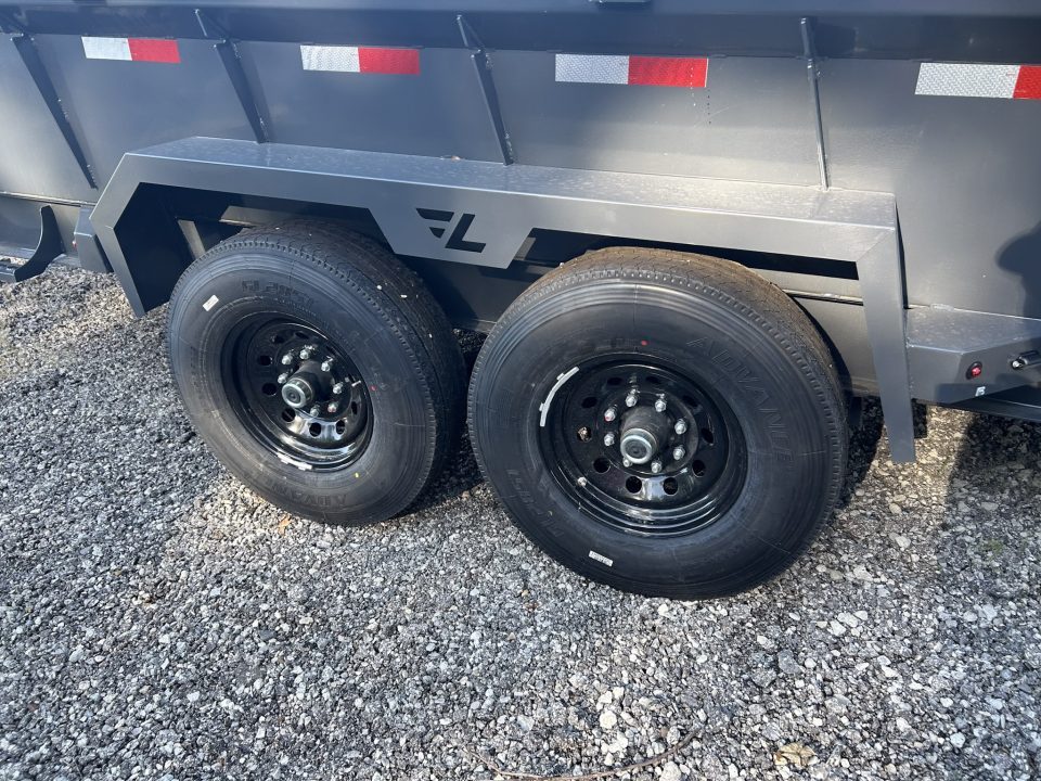 New 2026 Lamar Trailers 7 X 14 FT LOW PRO DUMP TRAILER W/ TARP KIT RAMPS 14 PLY TIRES 14K GVWR