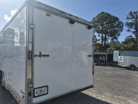 Used 2016 Forest River Eliminator 8.5x30 Race Car Trailer with Generator, Cabinets & Winch Cargo / Enclosed Trailer