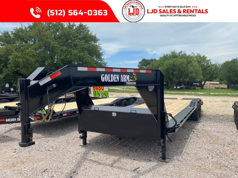 New 2026 Golden Arm - 102" x 26' - Drive over fender - Equipment Trailer - Gooseneck