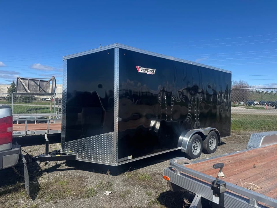 New 2026 7.5x16 Enclosed Trailer with a rear ramp and 7' interior height
