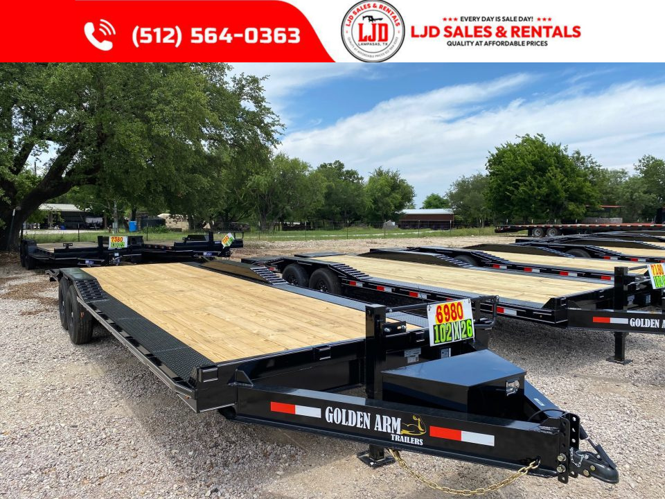 New 2026 Golden Arm - 102  x 26' Drive over fender - Equipment Trailer-