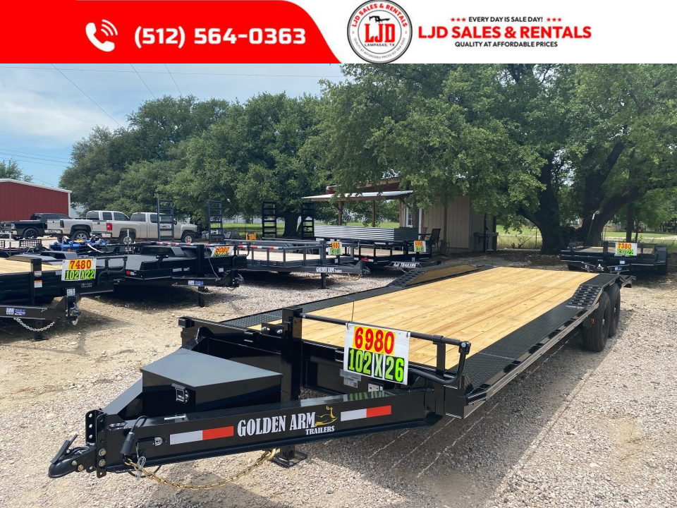 New 2026 Golden Arm - 102" x 26' Drive over fender - Equipment Trailer-