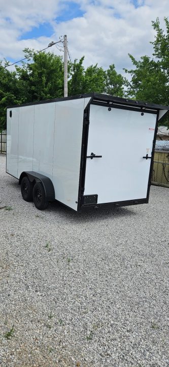 New 2026 Family Trailer 7x16 Tandem Axles Cargo / Enclosed Trailer-Screwless Exterior-Blackout Pkg-Rear Spoiler-HD Axles