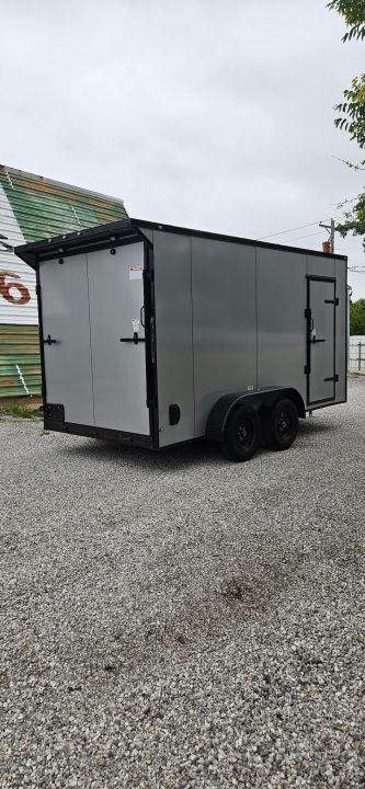 New 2026 Family Trailer 7x14 Tandem Axles Cargo / Enclosed Trailer-Screwless Exterior-Blackout Pkg-Rear Spoiler-HD Axles