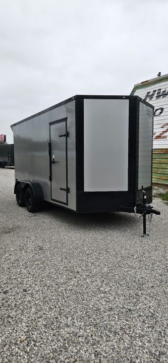 New 2026 Family Trailer 7x14 Tandem Axles Cargo / Enclosed Trailer-Screwless Exterior-Blackout Pkg-Rear Spoiler-HD Axles