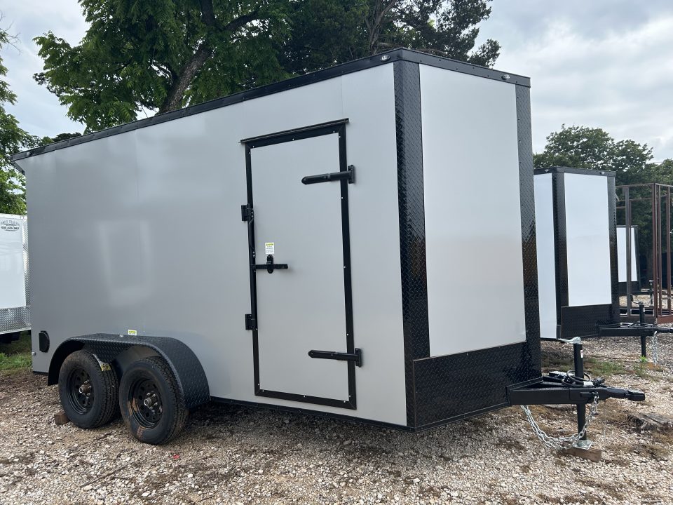 New 2026 Family Trailer 7x14 Tandem Axles Cargo / Enclosed Trailer-Screwless Exterior-Blackout Pkg-Rear Spoiler-HD Axles