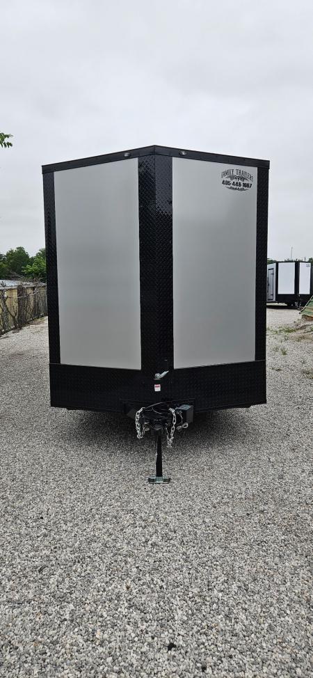 New 2026 Family Trailer 7x14 Tandem Axles Cargo / Enclosed Trailer-Screwless Exterior-Blackout Pkg-Rear Spoiler-HD Axles