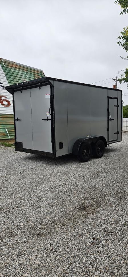 New 2026 Family Trailer 7x14 Tandem Axles Cargo / Enclosed Trailer-Screwless Exterior-Blackout Pkg-Rear Spoiler-HD Axles